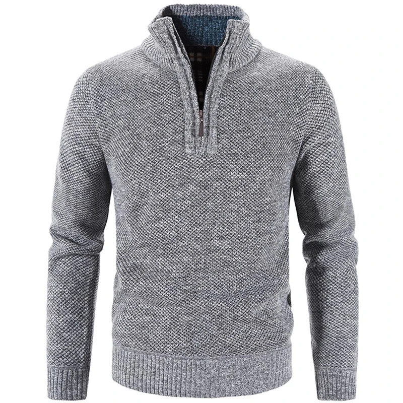 Pull Homme Blanc 1/4 Zip Hiver Pull en Tricot Sweater Slim Fit