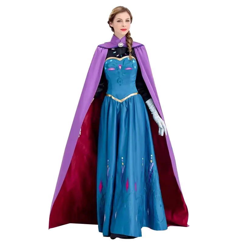 Anime Anna Cosplay Costume Girls Dress Princess Dress Carnival  Birthday Party Clothing Kids Fancy Cosplay Anna Queen Costume