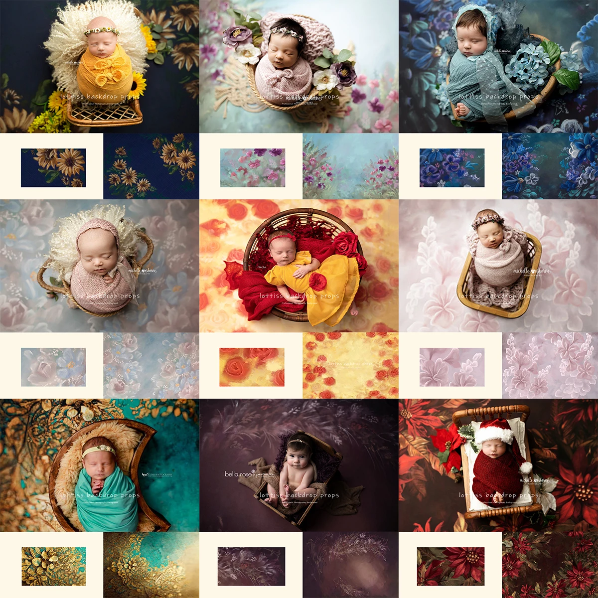 Photo Backdrop Fine Art Floral Kids Photography Backdrops Baby Child Newborn 1st Birthday Props Abstract Texture Hand Painted Flower Background