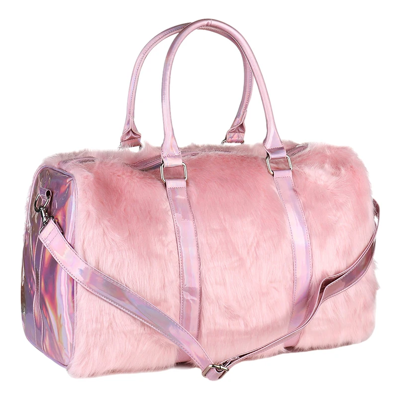 Blue Travel Duffel Bags Fur Handbag For Women Travel Bag Large Capacity Crossbody Bag Shoulder Bags Noble Tote Bolsa Mujer