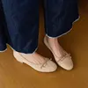 Woman Ballet Flats Spring Single Shoes Girls Round Toe Flats Genuine Leather Suede Basic Style Bowtie Simple Shoes Size 33-40 5