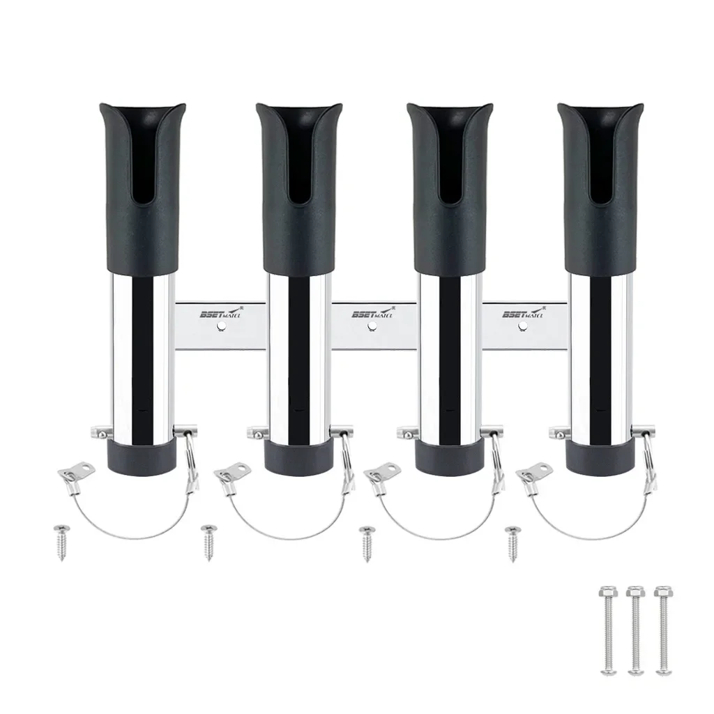 Marine Accessories 4 Tubes Link Slotted Rod Holders Boat Fishing Rod Rack Holder Pole Tube Mount Bracket 316 Stainless Steel