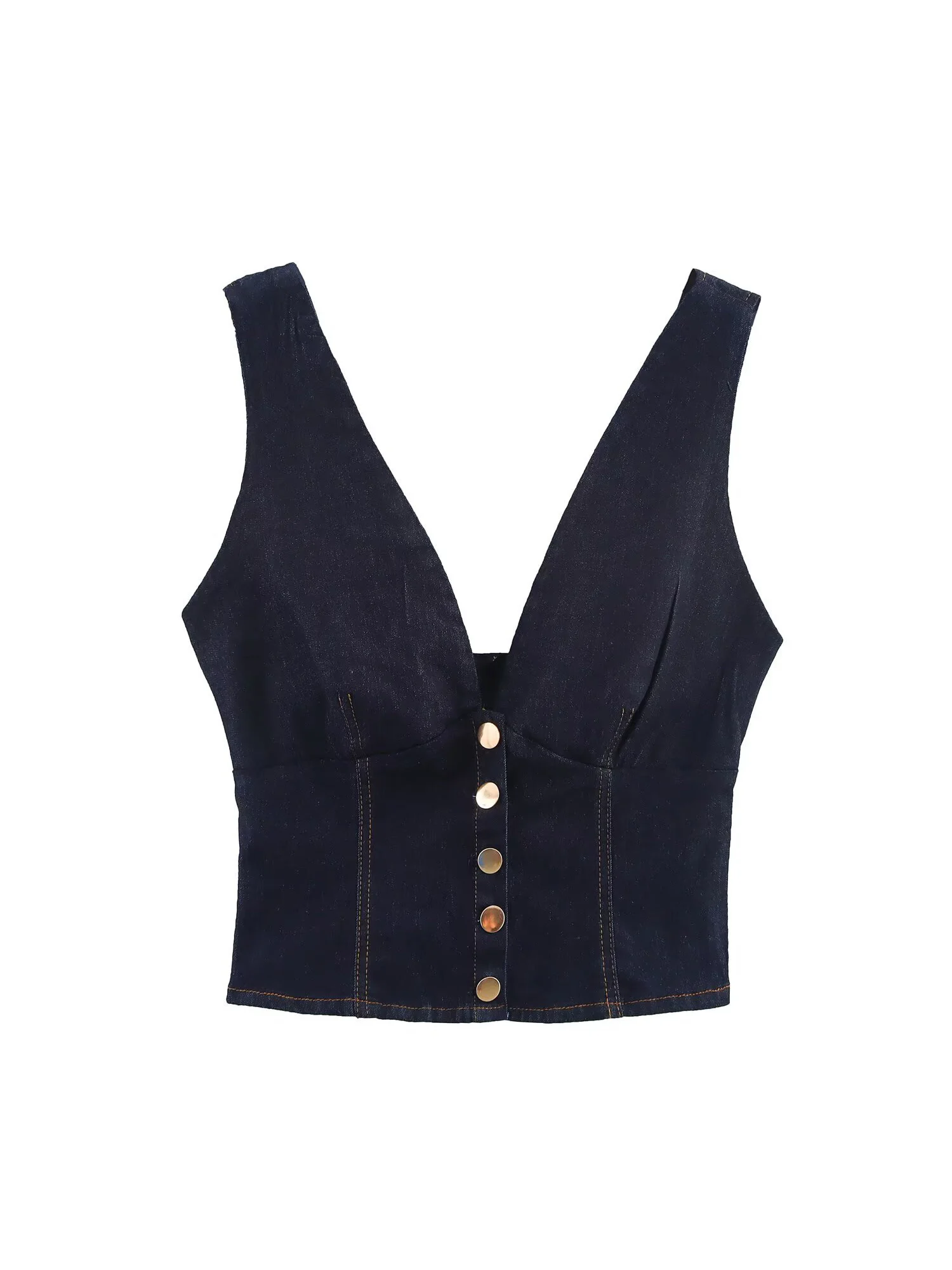 Yaz 2025, yeni kadın tarzı Avrupa ve Amerikan tarzı Fransız modası çok yönlü yelek tarzı dar kısa kot yelek üst