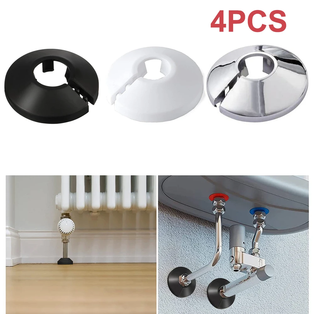 4 Pieces Radiator Pipe-Collars Bathroom Shower Faucet Angle Valve Pipe Plug Decor Cover Snap-on Plate Kitchen Faucet Accessories