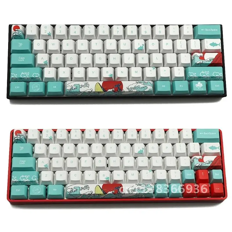 

71 Коралловая морская клавиатура Ukiyo-e Keycap краска Сублимация OEM профиль механическая клавиатура Keycap для GH60 XD64 DZ60 GK61 GK64