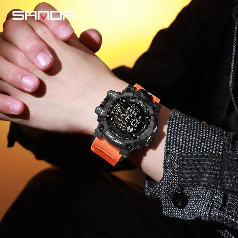 SANDA Outdoor Sports Watch LED Analog Digital Show Multifunction Big Dial Electronic thumbnail 7
