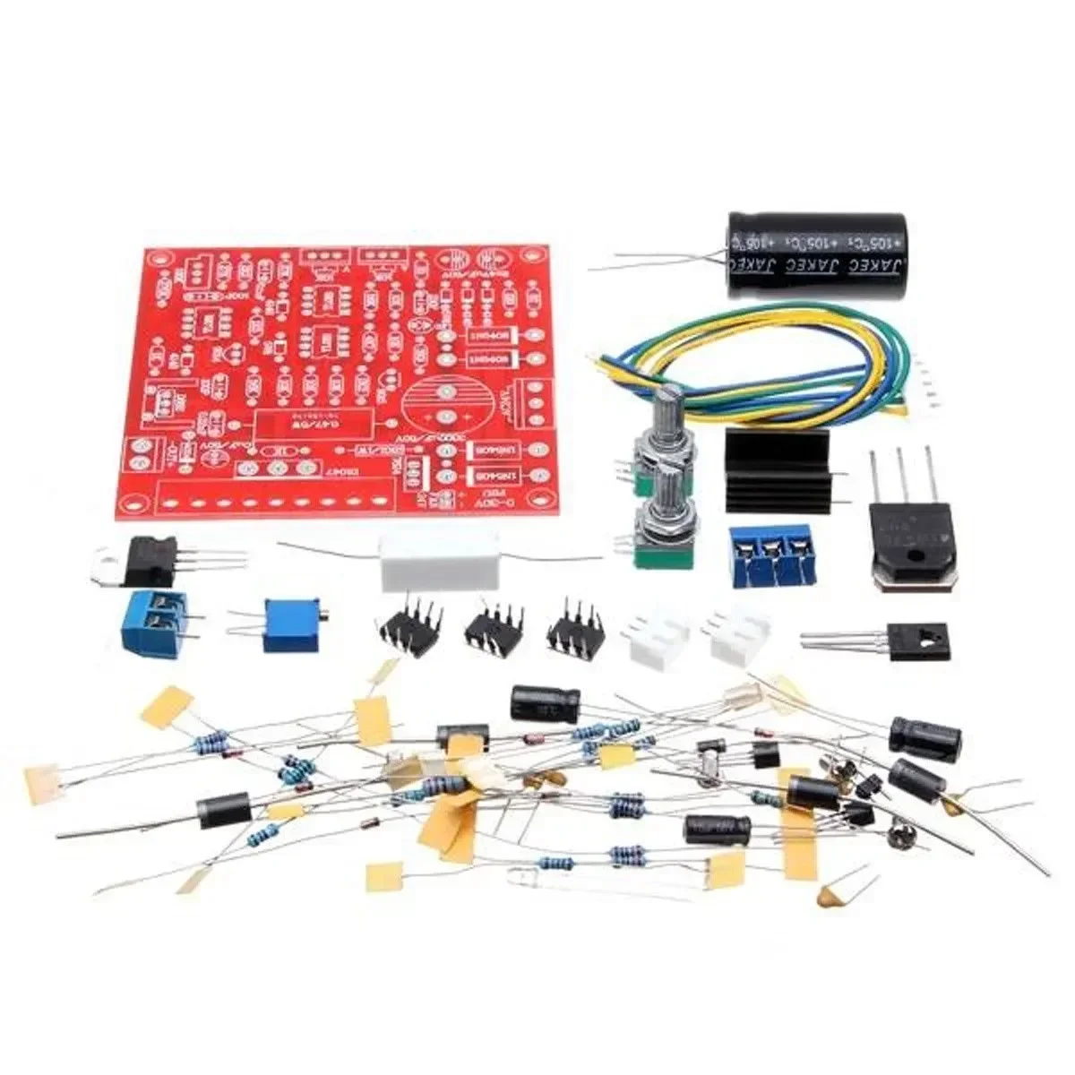 학교 교육 연구실용 DC 조정 전원 공급 장치 DIY 키트, 0-30V 빨간색, 2mA-3A 연속 조정 가능