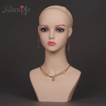 Testa di manichino con trucco per parrucche espositore per gioielli trucco rosa testa di manichino testa di manichino per capelli femminili senza spalla