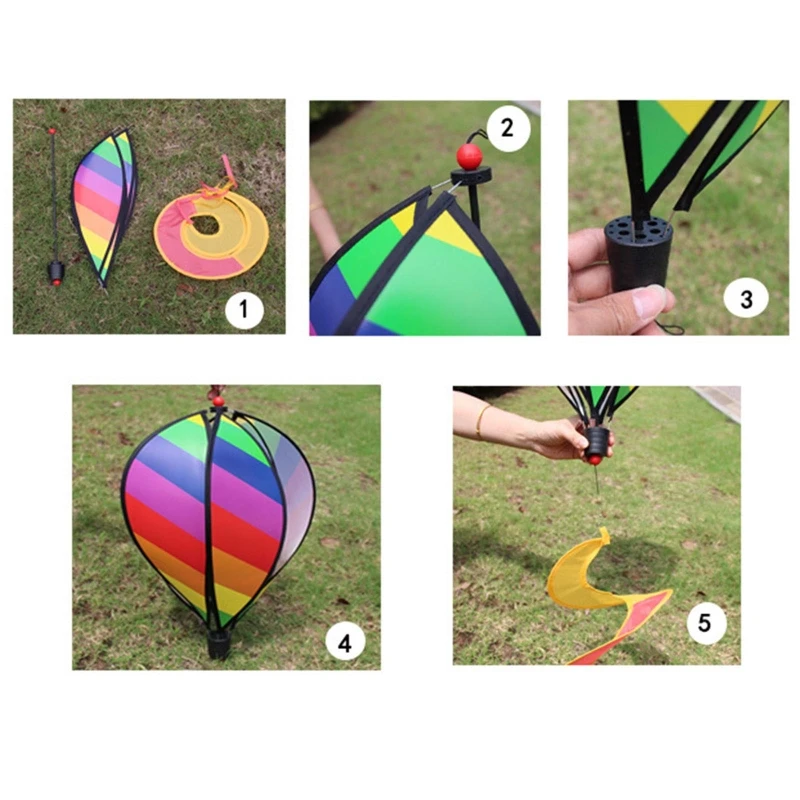 Windmill Spinner Carp Windsock Decoration Hot Air Balloon Wind Spinner Rainbow Pinwheel Windsocks Spiral Windmill for Outdoor Garden Yard Lawn Decoration Gifts