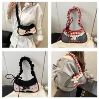Mini sacs à main à grille de mode, sangle d'épaule réglable, sac de transport coréen à main, sac à bandoulière simple, pochette sous les bras 3