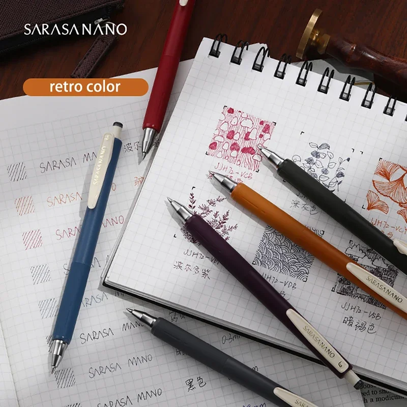 ZEBRA SARASA NANO 젤 펜 JJH72 낮은 중력 레트로 컬러 서명 펜 0.3/0.38mm 사무실 학교 용품 문구