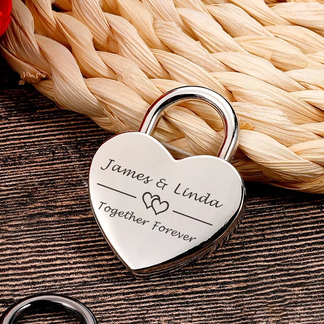 Engraved Heart Love Lock With Key Travel Bridge Love Locks 