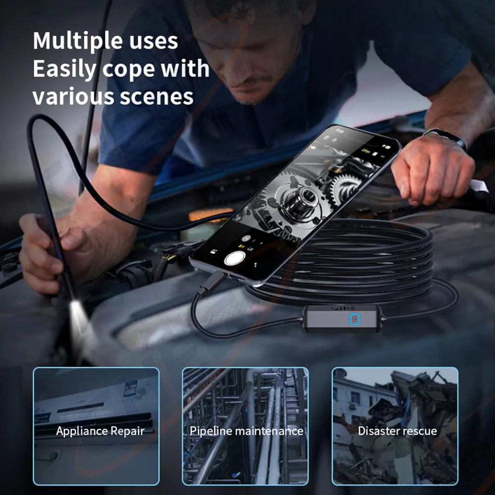3in1 USB Type C micro Endoscope Automotive Boroscope Inspection Device Camera 8mm For IOS Smart Phone Android Cars Mobile 3