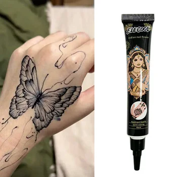Coni di Henna Nera Naturale per Tatuaggi Temporanei, Disegni e Lentiggini, Inchiostro Impermeabile Sicuro per la Pelle, Regalo