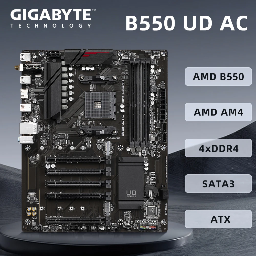 Gigabyte B550 UD AC Motherboard Socket AM4 Support Ryzen 9 5950X 