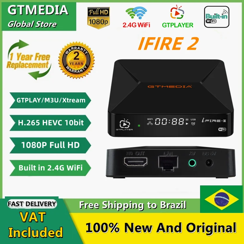 Gtmedia Ifire 2 M3U Tv Box Hevc H.265 10Bit Smart Tv Bt Telecomando/Internet Set Top Box Supporto M3U,Xtream Player Decoder