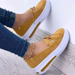 Platform Boat Shoes Women Moccasins 2022 New Slip-On Sneaker Ladies Casual Thick Sole Loafer Light Weight Walking Zapatos  Mujer