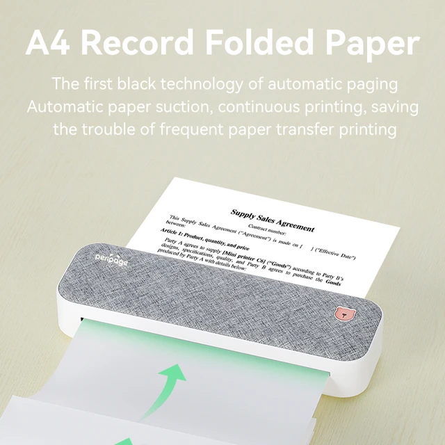 PeriPage-Papel térmico A4 para impresora A40, secado rápido, almacenamiento  de larga duración, rollo de Papel continuo, Papel térmico plegado -  AliExpress