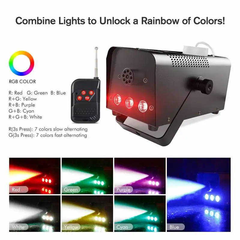 Festa de Natal Máquina de Nevoeiro para Festa de Casamento Disco Colorido Fumaça Máquina Led Remoto Fogger Ejetor dj Luz Estágio 500w 3in1 6 Computers & Electronics