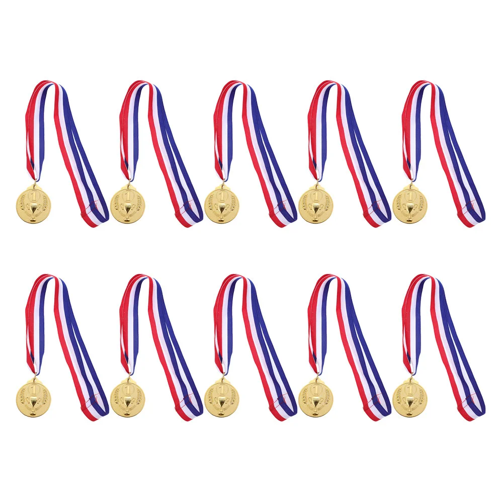 

10Pcs Honorary Competitions Medals Sports Meeting Gold Medals School Zinc Alloy Medal