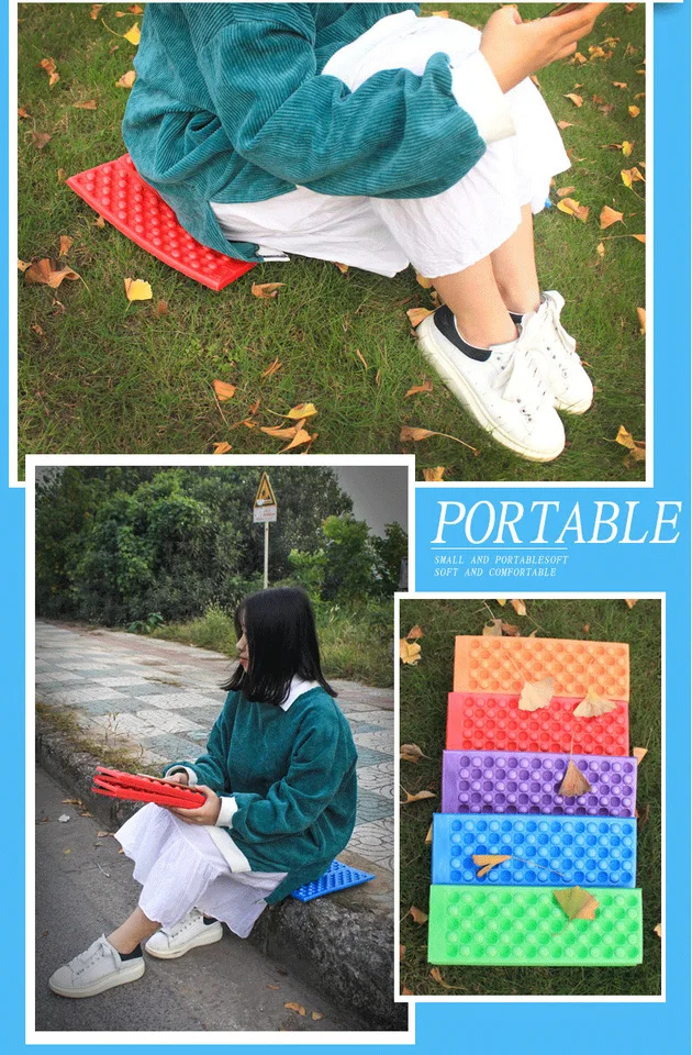 Tappetino Pieghevole Da Campeggio 4 Pezzi - Cuscino Seduta Impermeabile Per Picnic E Spiaggia - Foto 8