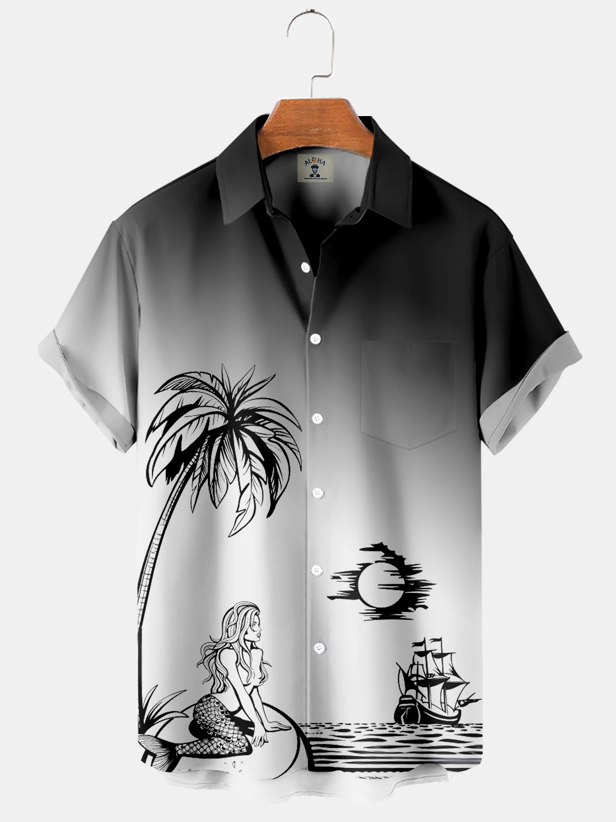 

Gradient Color Coconut Print men's short-sleeved Shirt Hawaiian Casual men's Lapel Top Fashion men's Shirt 2024 New Style