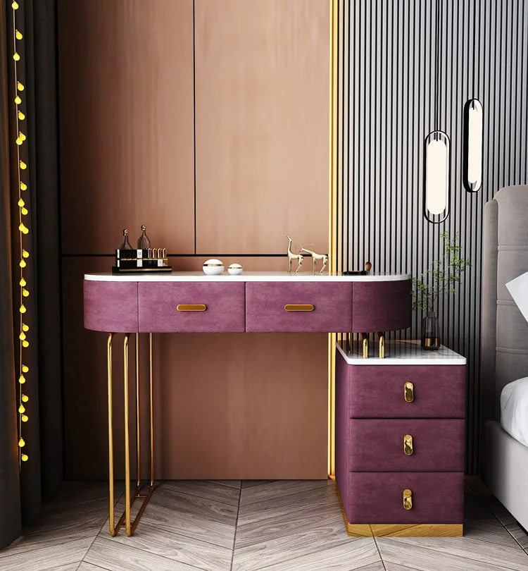 

New Small Makeup Table Dresser Bedroom Modern Minimal Light Luxury Dressing Table Locker In One Vanity Mirror Desk Furniture