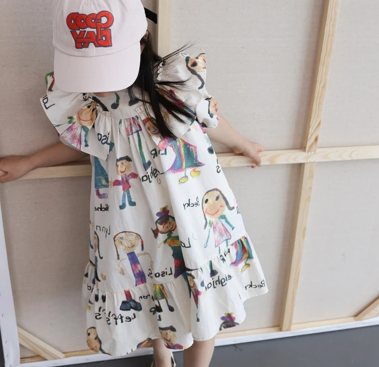 

2023 Baby Kids Fashion Cartoon Dress & Shirt, Children Sweet Cute Clothing 5 pieces/lot, Wholesale