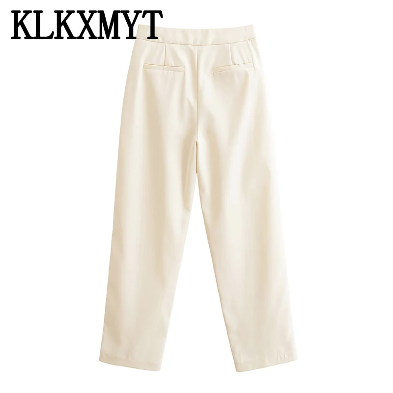 High Waist Straight Trousers Women's Casual Pants Spring Autumn 2026 Female Fashion Zipper Pants Elegant Office Ladies Pants