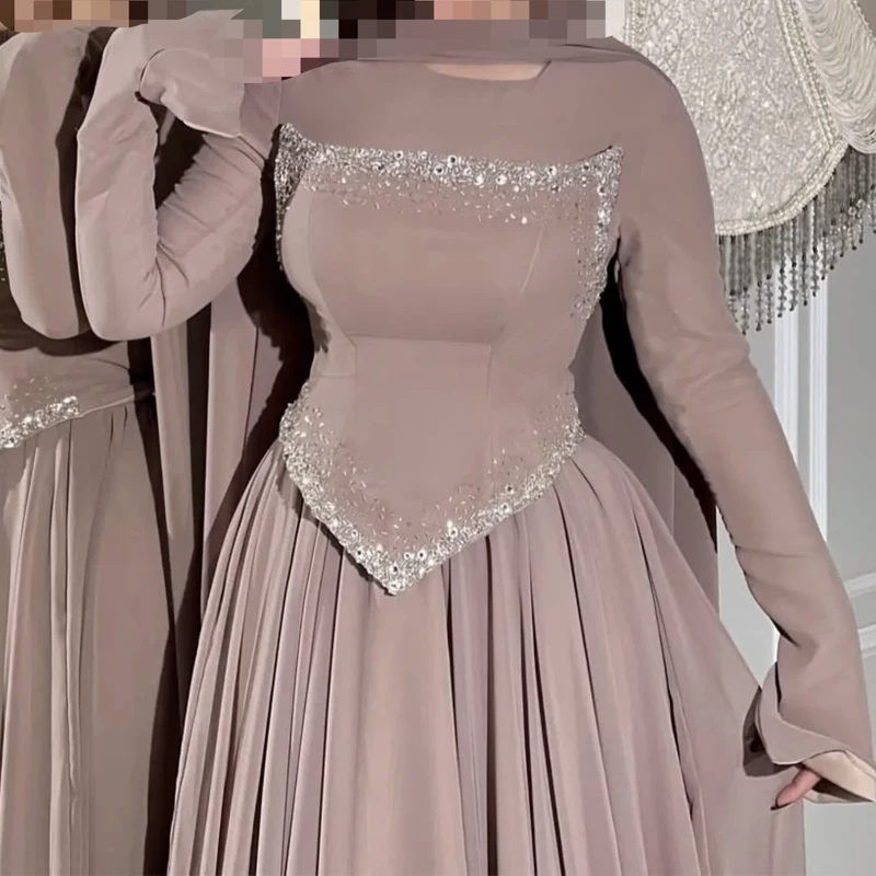 Women Fashion Sequins Beadings Solid Long Dress Elegant Wedding Guest Gowns Dress Casual O-Neck Scarf Long Sleeve Peplum Dress