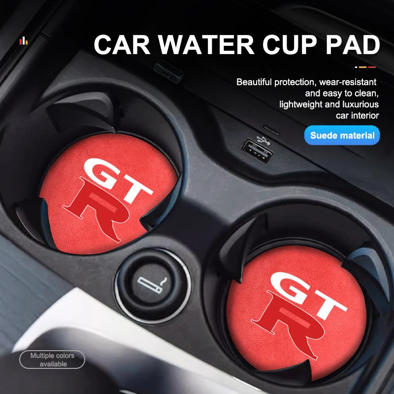 Car Coaster Water Cup Holder Anti-Slip Pad Suede Accessories For Nissan GTR GT-R NISMO R35 Teana Skyline Kawasaki