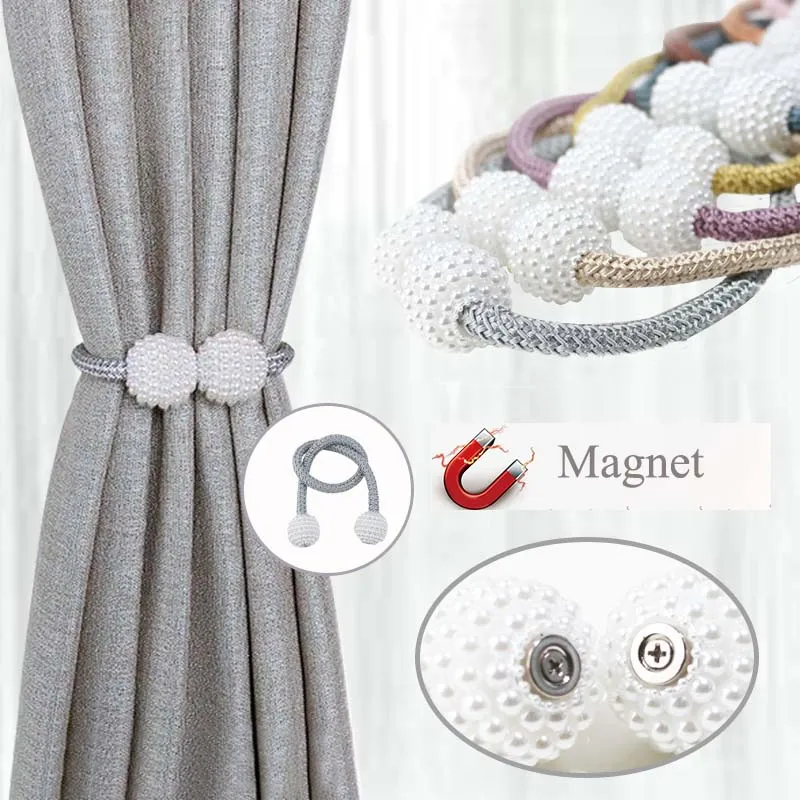 A- 1pc Pearl Magnetic Curtain Clip Curtain Holders Tieback Buckle