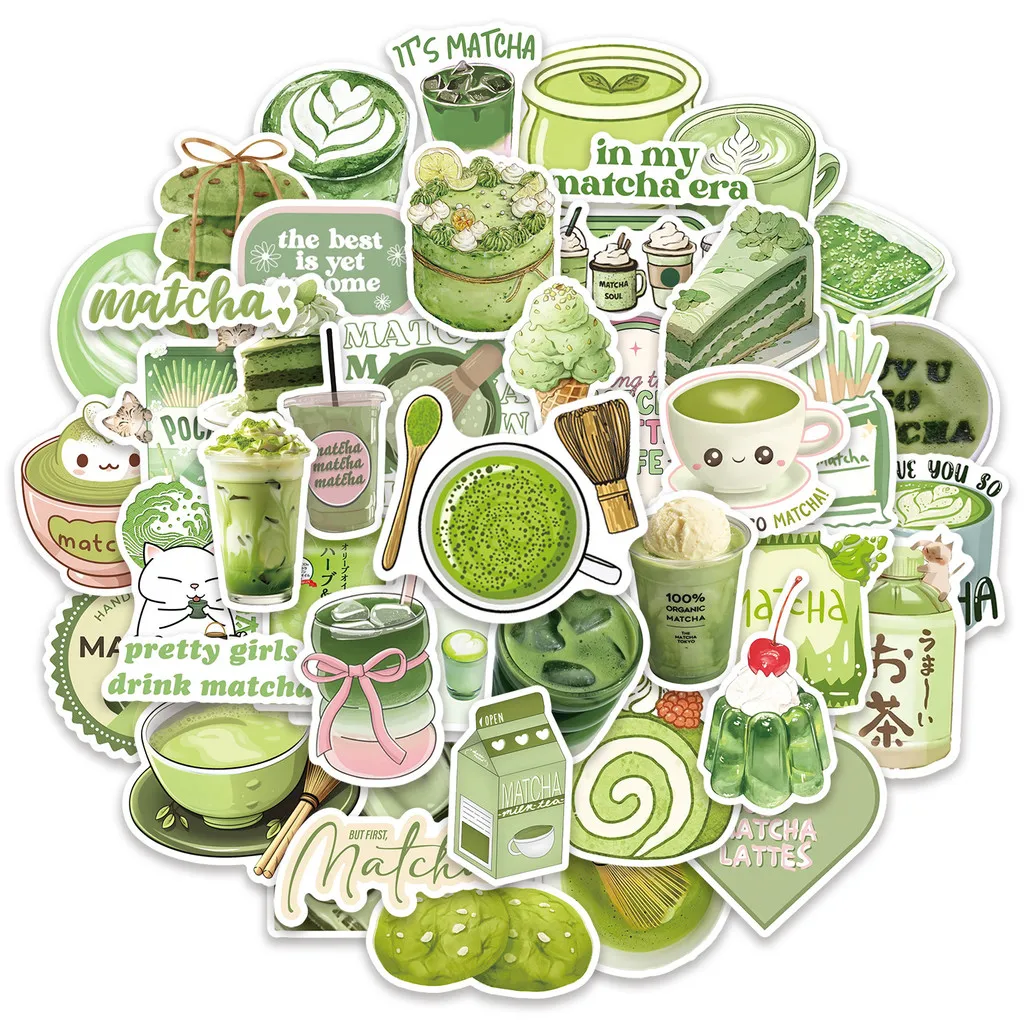 50 Stück Matcha-Mädchen-Aufkleber – niedliche Cartoon-Dekoration für Notizbücher, Skateboards und Gepäck (Anime Worlds Store)