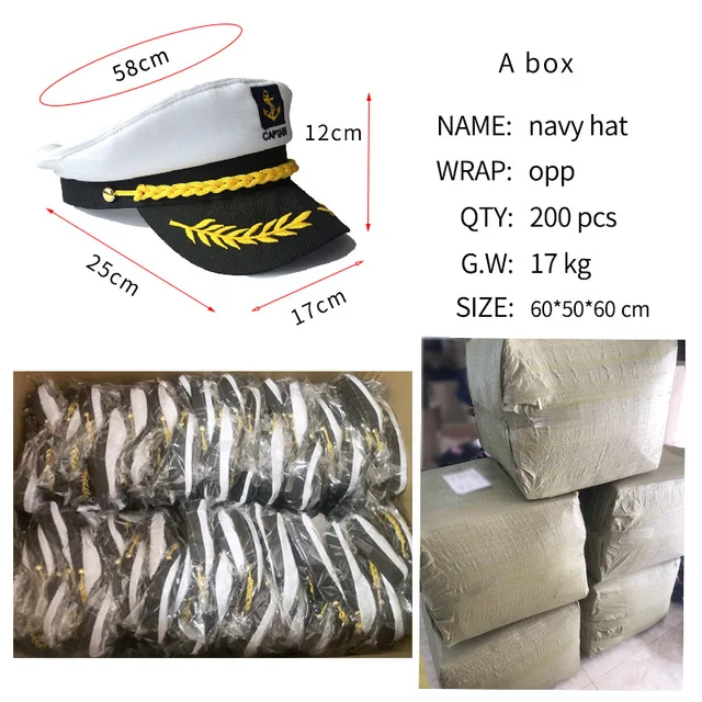 Chapeau D'uniforme Avec Badge Pour Casquette Octogonale Chapeau De Marin Costumes Pour Homme Femme Unisexe