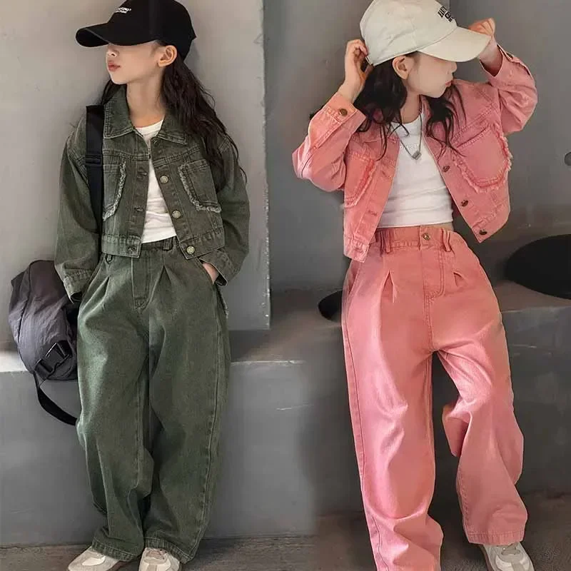 Girls Outfits Set Fashion Denim Jacket Jeans Piece Mother