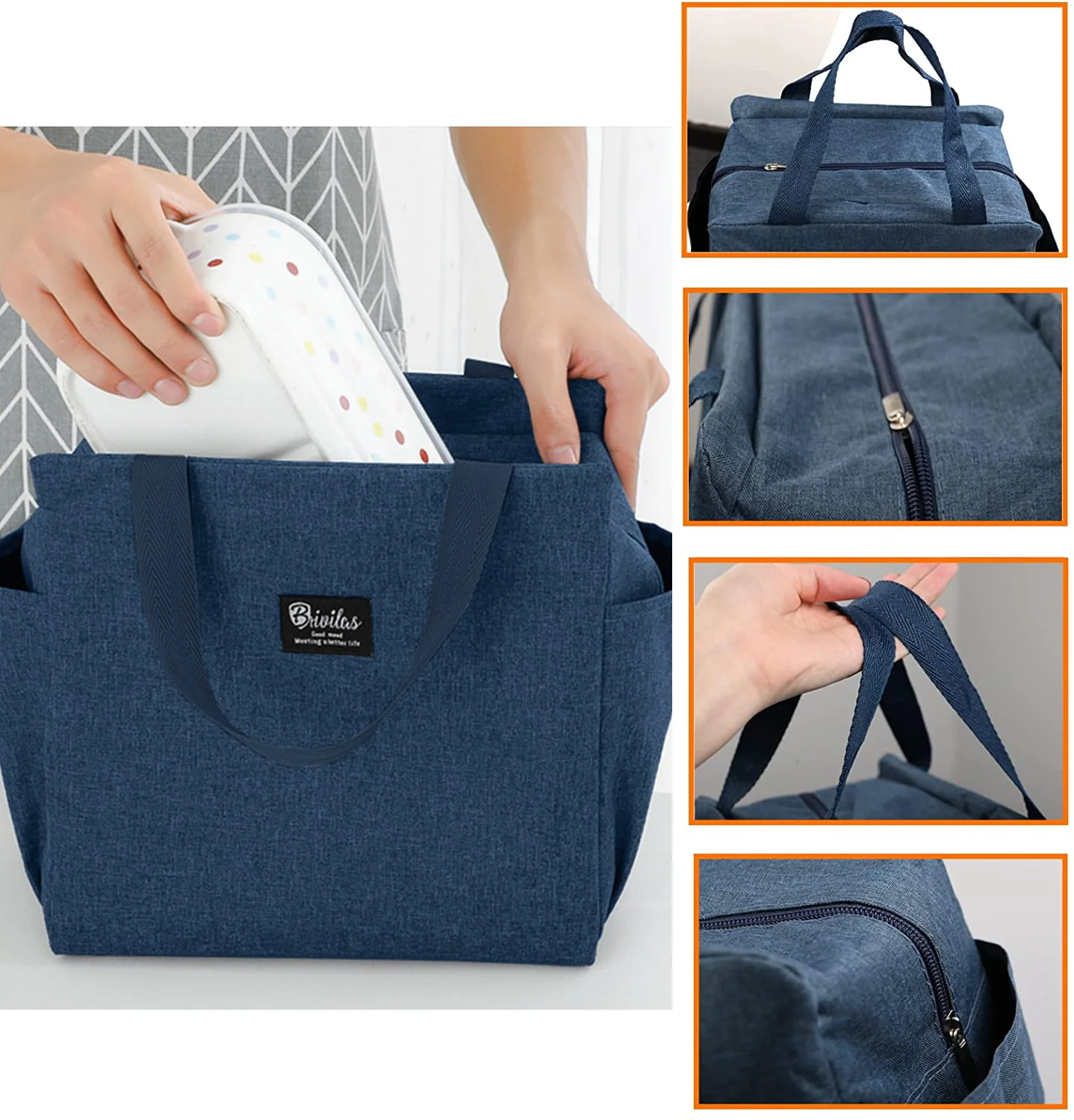 2023 Lunch Bag Insulated Thermal Portable Bags Large Capacity School Trip Lunch Picnic Dinner Cooler Food Canvas Handbags