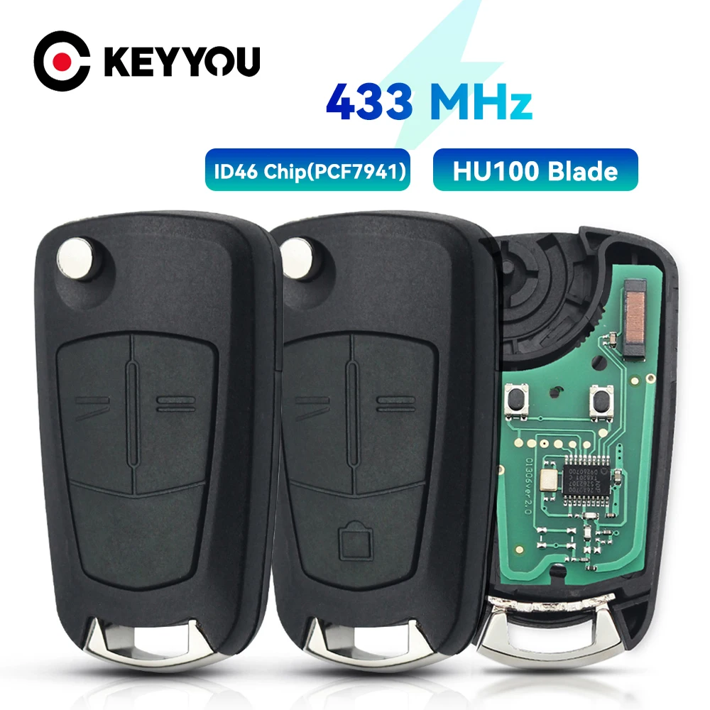 Keyyou Per Vauxhall Opel Vectra C Signum Chiave Di Ricambio Automatica Flip Remote Key Fob 3 Pulsante 433Mhz Pcf7946 Chip Car Key