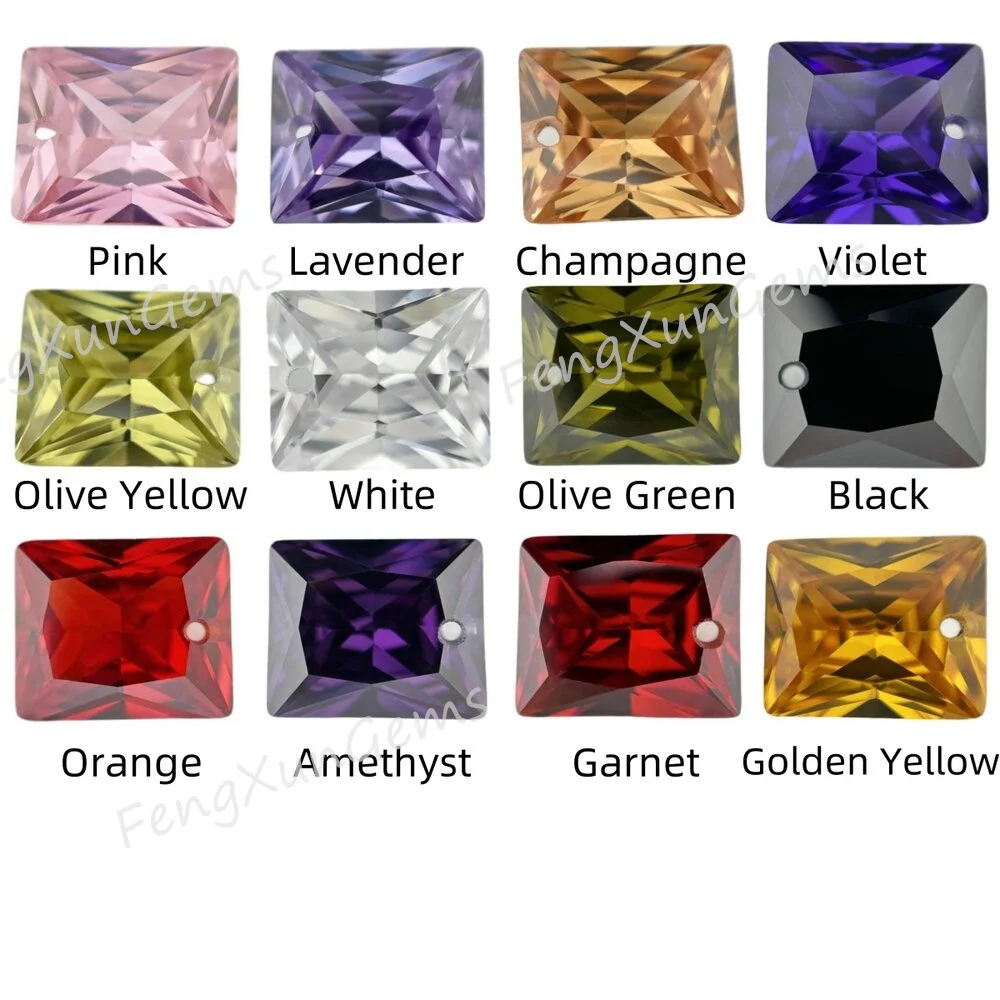 Прямоугольная форма с одним отверстием, разноцветный кубический цирконий, камень 4x6 ~ 10x14 мм для изготовления ювелирных изделий, Высококачественный Свободный CZ камень