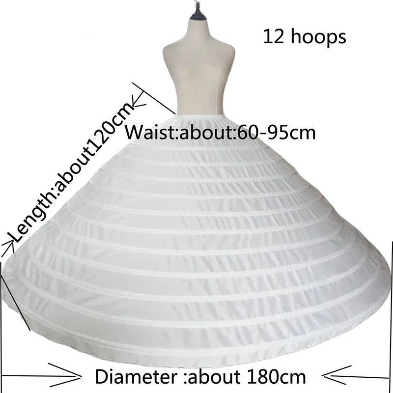 Wedding Petticoat 12 Hoops Bridal Petticoat Diameter 180 CM For Big Ball Gown Wedding Dress Accessories Crinoline