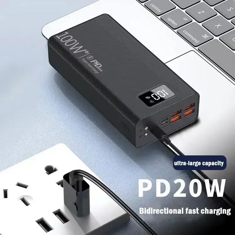 100W Power Bank 50000mAh 4 USB Super Fast Charging Portable Powerbank for Huawei iPhone 14 Xiaomi External Battery Charger New