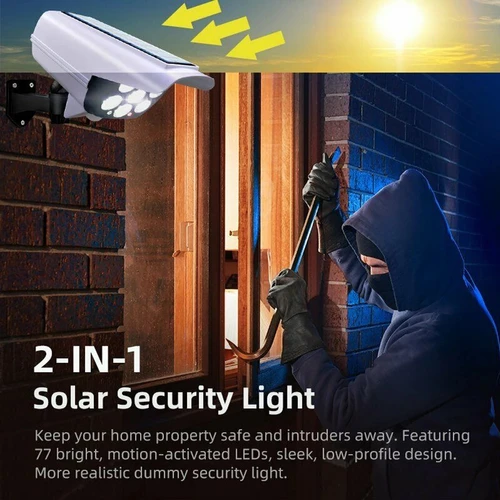 77 LED 태양광 모션 센서 보안 더미 카메라, 무선 야외 투광 조명, IP65 방수 램프, 홈 가든용 3 가지 모드 5