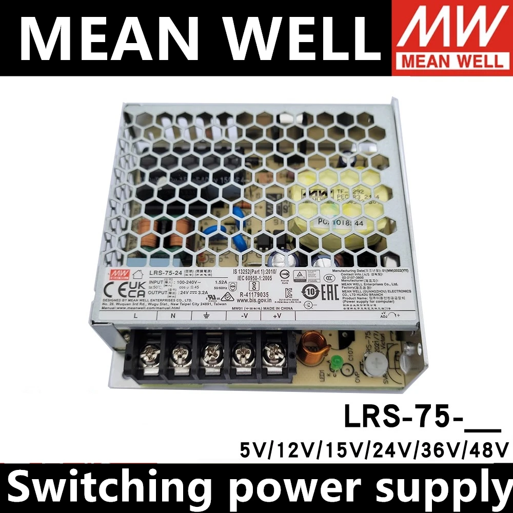 Meanwell LRS-75 Switching Power Supply 12V 6A / 24V 3.2A 75W Original MW  Taiwan Brand for Laser Controller - AliExpress