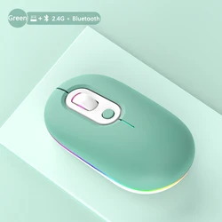 Rechargeable RGB Bluetooth Ergonomic Wireless Mouse with LED Backlit and Silent Clicks (Bluetooth Green)