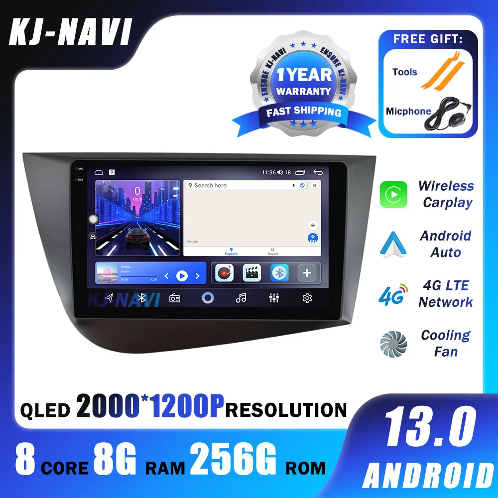 

Android 14 QLED Screen For Seat Leon 2 MK2 Altea XL 2004 - 2015 Car Radio Stereo Head Unit DSP Carplay NO 2Din 2 Din DVD