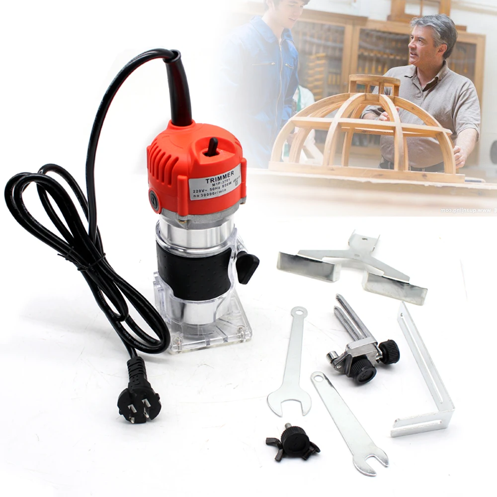 Electric Wood Laminator Router Trimmer DIY Power Tools 220V 30000r/min for Wood Trimming Slotting Cutting