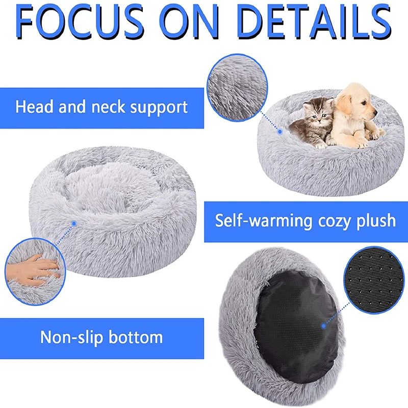 Long Plush Dog Cushion Bed Super Soft Fluffy Dog Bed For Small Large