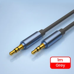 Premium Universal 3.5mm AUX Audio Cable - Male to Male, 1M Length - Ideal for Cars, Smartphones, and Laptops (Gray)