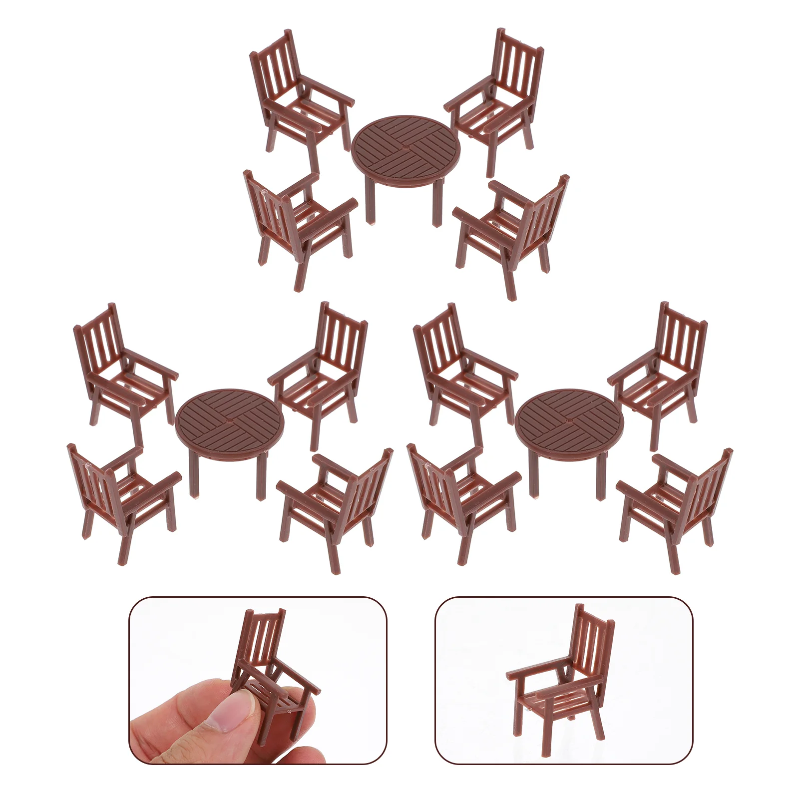 3 Sets Mini Table and Chairs House Furniture Miniature Scene Toy Childrens Toys Playhouse Accessory Plastic Furnishing Micro