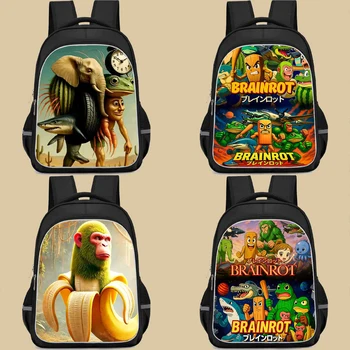 Zaini per pendolari per bambini Borse da scuola Anime Brainrot per ragazzi e ragazze Studenti Borse per libri di archiviazione multiscomparto di grande capacità 1