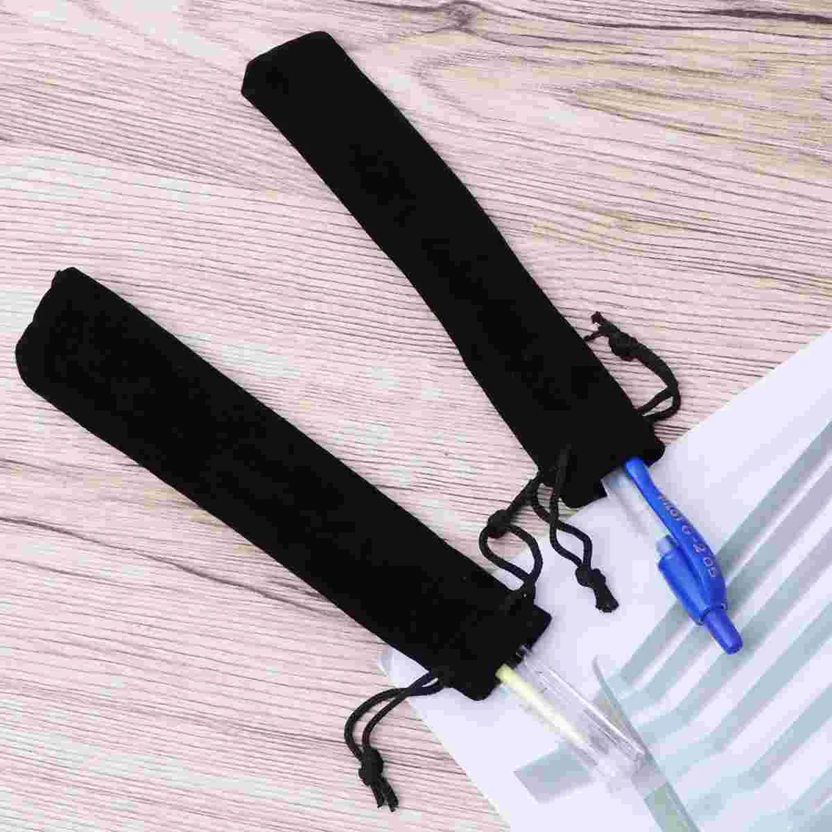

Velvet Drawstring Pen Pouch Sleeve Holder Pen Case Gift Pencil Bag Black Velvet Beam Drawstring Bag